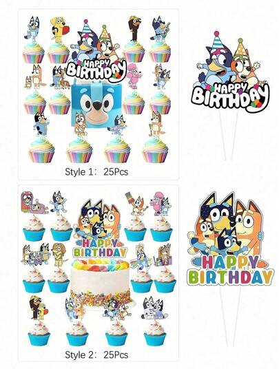 Hasbro 25/50 món đồ trang trí bánh sinh nhật hình chó hoạt hình, sôcôla nóng, đồ trang trí tiệc sinh nhật và quà tặng nhỏ.