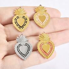 1/2/3/5个可爱时尚简约304不锈钢电镀金/银心形吊坠，适合DIY珠宝制作项链、手链、耳环 - 愛心 - 查看 4