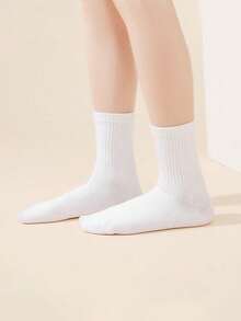 40只/20只/10只/2只装 男女通用白色中筒袜，休闲舒适透气，适合日常穿着，居家、旅行、户外活动皆宜，简约亲肤 - 白色 - 查看 4