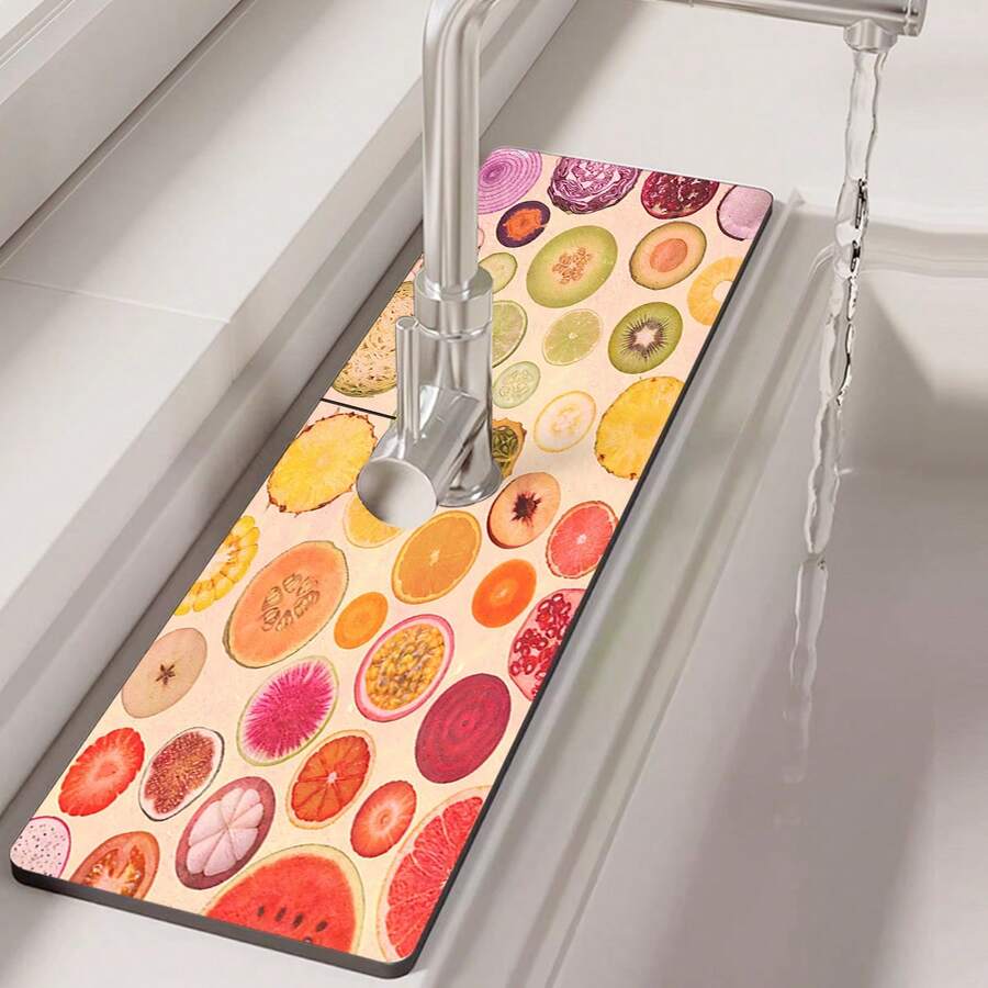 1pc, Sink Faucet Suction Pad, Drainage Pad, Kitchen, Bathroom Sink, Countertop, Drainage Pad, Diatomite Washbasin, And Cuttable Quick-Drying Pad.