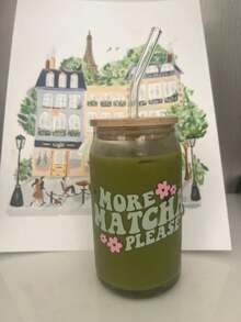 Cốc cà phê matcha đá - Cốc thủy tinh có ống hút kiểu nữ tính, cốc đựng đồ uống lạnh có ống hút, cốc trà sữa, nước ép có ống hút, món quà tuyệt vời nhất dành cho các cô gái! - Nhiều màu - Xem 9