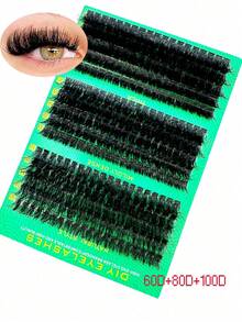 High Quality 295pcs D-Curl 10-18mm Mixed False Eyelashes, DIY Eyelash Extension, Soft & Fluffy 3D Natural Look Eyelash, Green Base Card, Easy DIY Lashes At Home, 8D 80D 100D 60D Natural Eyelash Extension Clusters - D - View 6