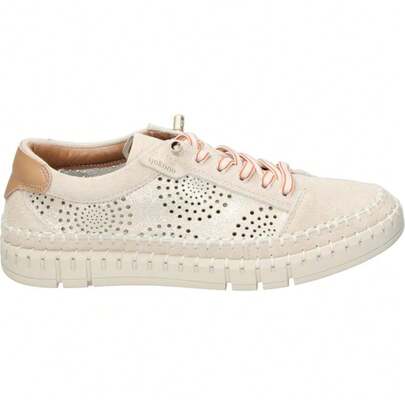  YOKONO | Sapato feminino de couro Yokono Flow-100 – Sapato baixo creme com detalhes – Sapato elegante com cadarços decorativos – Modelo slip-on – Confortável e versátil – Alta qualidade