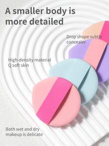 4pcs/8pcs/12pcs Large Double-Sided Water Droplet Makeup Sponge Puff, Suitable For Liquid Foundation, Expands When Wet, Dry & Wet Dual Use - Multicolor - View 3