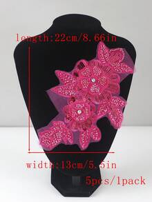 1件/包，14种颜色可选，新款串珠刺绣多色管珠、水晶亮片、水钻刺绣贴花，适用于DIY服装、婚纱配饰，长度：22厘米/8.66英寸，宽度：13厘米/5.5英寸 - 彩色 - 查看 50