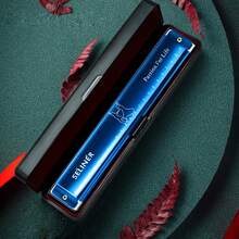 SELINER-24 Hole Tremolo Harmonica, Waltz Model Metal Body, Black Storage Box, Perfect Gift For Beginner Musicians And Music Lovers, Musician's Gift - Blue - View 7