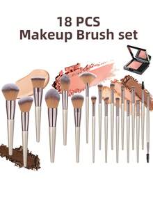 18pcs Daily Travel Portable Makeup Brush Set - Multicolor - View 9