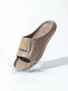 Chanclas para mujer con masaje de rayas, zapatillas de ducha suaves y ligeras, sandalias de suela gruesa con punta abierta - Marrón - Ver 2