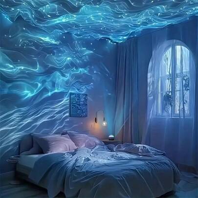 Wave Projection Mood Light, USB Powered 3D Dynamic Flowing Water, Dreamy Romantic Gift, Remote Control (Battery Included), Suitable For Home Theater, Ceiling Decor, Camping, Wedding, Magic Projection Lamp Gift, Birthday, Romantic Atmosphere Light, Wedding Decor, Modern Projection Lamp, USB Powered Light, Atmosphere Projector, Outdoor Enthusiasts