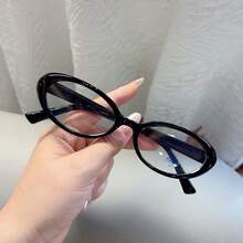 A Lady's Full-Frame Oval Retro-Style Glasses With Transparent Lenses, Suitable For Daily Use, Commuting And Valentine's Day Study - Multicolor - View 7