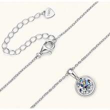 1件S925银2克拉莫桑石吊坠项链，适合女性日常佩戴、婚礼和订婚场合的珠宝 - 一件 - 查看 3