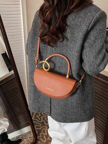 Saddle-Style Handbag Underarm Bag Versatile Casual Work Bag Crossbody Shoulder Bag - 棕色 - 查看 9