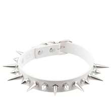 1件哥特朋克摇滚铆钉皮革项链颈链 - 黑色 - 查看 8