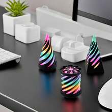 3 Packs Impossible Cone,3D Printed Spiral Cone Fidget Toy, Impossible Pyramid Passthrough Sculpture, Mini Vortex Illusion Fidget For Anxiety Relief, Holiday Gifts, Birthday Gifts, Easter Gift - Multicolor - View 10