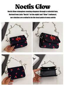 Cute Cherry Print Mini Bag, New Overseas Summer Sweet Mini Lipstick Bag, Four Colours Available,Chain Crossbody Earphone Bag, Shoulder Bag, Fashionable Korean Style Crossbody Bag,Gifts For Meetings, Birthday Presents, Suitable For Both Everyday Life And Holiday Travel - Nhiều màu - Xem 5