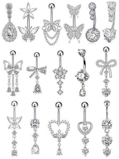 1PC 14G 10mm Belly Button Ring, Clicker Belly Rings For Women, Stainless Steel CZ Belly Button Piercing, Reverse Navel Rings Body Jewelry, Gold/Silver, Belly Button Rings For Women 316L Stainless Steel Clicker Belly Rings CZ Heart Water Droplets Curved Reverse Navel Rings Belly Piercing Jewelry Barbell