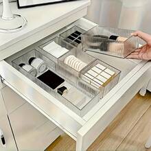 Stackable Adjustable Multi-Drawer Storage Organizer Box, Suitable For Storing Cosmetics, Office Supplies, Desktop Essentials, Great For Makeup Professionals, Nail Technicians, Beauty Tools, Student Supplies - Clear - View 5