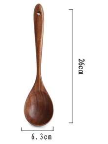 10 piezas Cucharas de madera, resistentes, ligeras y resistentes al calor, utensilios de cocina, suministros de cocina, accesorios de repostería - Marrón - Ver 15