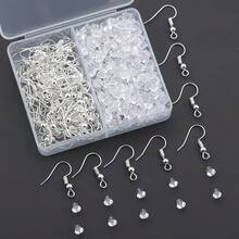 350个/袋，50个耳环配件钩耳环支架+300个透明耳钉，DIY耳环制作配件 - 盒裝(耳環+耳堵) - 查看 13