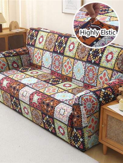 1pc Minimalist Stretch Knit Sofa Cover, Nordic Style Universal Full Coverage Sofa Slipcover, Suitable For Hotel, Office, Home Sofa Protection Against Dirt And Scratch, Available For All Seasons