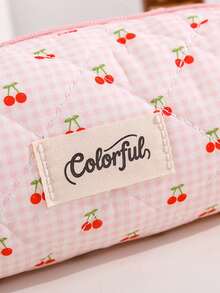 1个卡通樱桃图案铅笔盒/文具盒/化妆包，可爱学生文具收纳袋，化妆品整理笔袋，学生用品，桌面文具收纳，返校礼物 - 櫻桃 - 查看 8