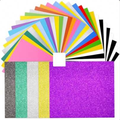 Glitter Self-Adhesive Vinyl,30X25CM, For Machine, For Signs, Scrapbooking, Car Decal, Craft Cutters, Deco Sticker