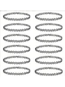 1-6pcs Gothic Style Hollow Necklace, Fishing Line Necklace, Bracelet And Ring Set - Multicolor - View 1