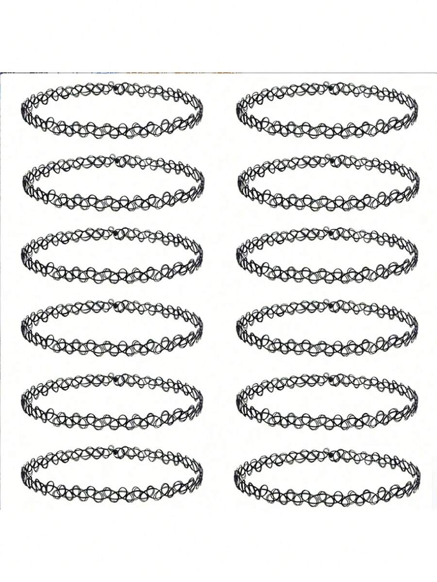 1-6pcs Gothic Style Hollow Necklace, Fishing Line Necklace, Bracelet And Ring Set - Multicolor - View 1