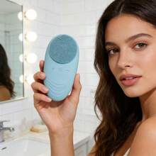 New Silicone Facial Cleansing Brush Electric Pore Cleaner Ultrasonic Face Massager For Deep Cleansing And Skin Rejuvenation With Soft Bristles And Waterproof Design Perfect For All Skin Types - Màu xanh lam - Xem 6