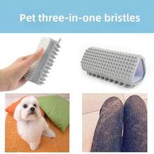 柔软硅胶宠物洗澡刷三角按摩工具深层清洁去除宠物毛发硅胶空心橡胶清洁刷 - 彩色 - 查看 11