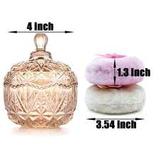 Luxury 4 Inch Glass Powder Container With 2 Soft Puffs For Loose Powder - 1 Beige 1 Pink Bow Puffs With Crown-amber - View 8