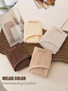 4pcs/Pack Women's Seamless Mid-Waist Meralda Colorful Panties, High Elastic Lift Butt Briefs With Christmas Pattern, Comfortable Ladies Underwear - 多色 2 - 查看 8