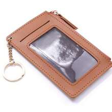 便携式拉链卡包，带钥匙扣 - 棕色 - 查看 6