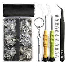 眼镜维修工具包 - 眼镜维修工具箱，手表维修工具箱 - 眼镜螺丝套装，包含精密螺丝、螺丝刀、镜框维修鼻托，耐用眼镜维修工具 - 彩色 - 查看 13