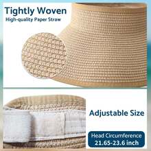Women's Foldable Wide Brim Sun Hat Set (Foldable & Packable, Suitable For Travel, Sun Hat) - 1 Khaki Piece - View 4