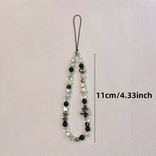 1pc Unisex Black & White Minimalist Portable Multifunctional Phone Lanyard, Bag Charm, Daily Accessory - Autumn New Arrival, Suitable For All Year Round - Black - View 2