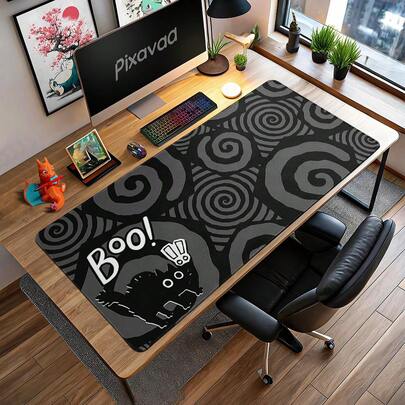 Tấm lót chuột hình mèo ma quái "Boo", thảm lót bàn hình mèo đen phong cách Gothic dễ thương, quà tặng cho người yêu mèo, thẩm mỹ độc đáo, phù hợp với những người yêu thích phong cách cá tính, u tối và độc lập, dùng cho chơi game và văn phòng, đế chống trượt và viền may chắc chắn, thảm lót bàn máy tính.