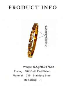 1pc Minimalist Elegant French Style Stainless Steel 18K Gold Plated Flower Ring, Durable Waterproof Fade-Resistant, Suitable For Stacking, Fashion Casual Daily Wear, Travel And Holiday For Women - Multiple Batches Of Floral Women's Rings - View 2