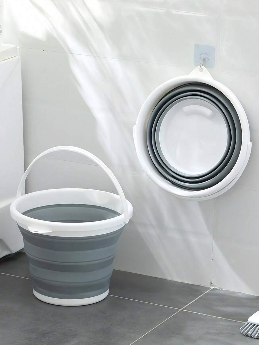Foldable Plastic Silicone Bucket, Large Capacity Outdoor Fishing Washing Car Washing Clothes Washing Dishes Bathing Water Bucket, Portable For Camping Outdoor Travel, Suitable As Gift For Women, Moms, Friends, Bathroom, Kitchen, Dorm, Student Supplies - Nhiều màu - Xem 1