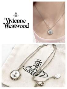 Vivienne Westwood Neyla Collection Round Saturn White Pendant Necklace Silver Tone, Brass - 銀色 - 查看 4