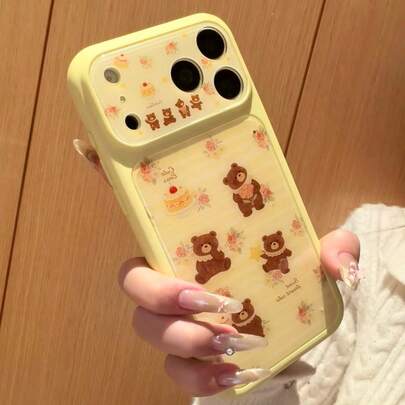 Ốp điện thoại thiết kế hình gấu dễ thương và bánh hoa, tương thích với iPhone 17, 16 Pro Max hoạt hình, 17 Pro Max nhựa, ốp lưng chống rơi mới cho nữ 16 Pro, 15 Pro, ốp lưng bảo vệ toàn diện 15.