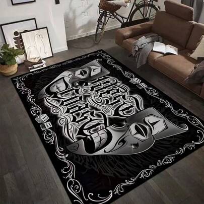 Thảm chùi chân phong cách Gothic bằng nhung pha lê 1000g/m², thảm hình mặt nạ chú hề cho phòng khách và phòng ngủ, thảm trang trí nhà cửa sáng tạo, thảm lối vào phong cách đường phố thời trang, độ dày 6mm.