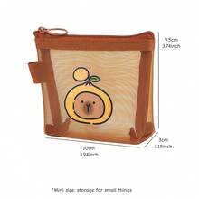 Capybara Mesh Pencil Case, Cartoon Design Minimalist Transparent Pocket Stationery Storage Bag, Back To School Supplies Pouch, Pencil Box, Pencil Case, Backpack - Multicolor - View 23