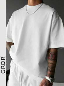 Camiseta de manga corta de unicolor para hombres GRDR, cómoda y transpirable para uso en verano - Blanco - Ver 1
