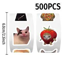 500 piezas/Rollo Pegatinas con expresiones divertidas de gatos, pegatinas decorativas lindas, etiquetas para sellar regalos, decoraciones, recuerdos de fiesta, regalos divertidos, adecuadas para cuadernos, teléfonos, guitarras, refrigeradores, pegatinas de recompensa de dibujos animados, pegatinas para regalos - Multicolor - Ver 10