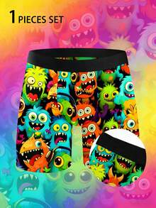 Men's Patchwork Cartoon Print Casual Everyday Briefs - Black - View 12