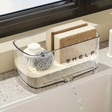 1pc Multifunctional Sink Rack With Drainage Rack And Towel Rack - No Electricity Needed, Countertop Storage, Suitable For Sponge, Soap, Brush, Cloth, Kitchen Sink Accessories, Dishcloth Rack, Compact Design, Easy To Clean, Durable Plastic, Sponge Holder, Soap Dispenser Bracket, Small Space Living, Busy Household. - Multicolor - View 9