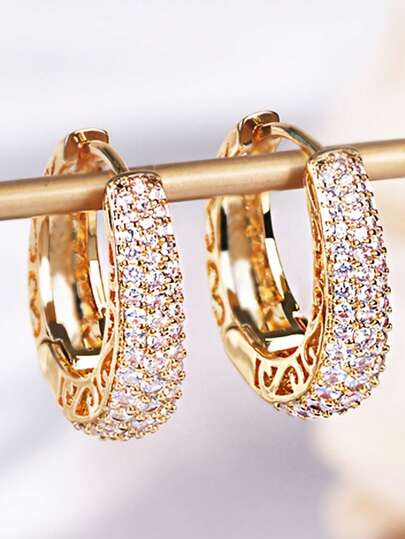 一对时尚复古闪亮立方氧化锆耳环，闪亮耳环，适合女性佩戴，适合派对和约会，是送给妻子或女友的理想情人节礼物