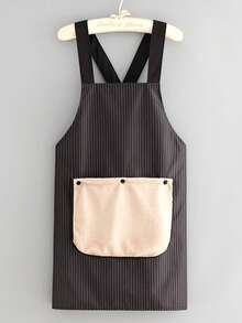 Tạp dề lưng chéo có túi, tạp dề nhà bếp có khăn liền, tạp dề kẻ sọc không cần buộc dây dùng cho nấu ăn, làm vườn, sơn sửa, dọn dẹp. - Nhiều màu - Xem 7