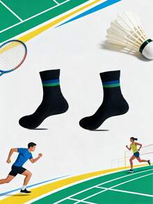 Calcetines de bádminton, de tela de toalla gruesa, absorbentes del sudor y resistentes a los olores, transpirables hasta el tobillo, calcetines deportivos profesionales, antideslizantes, para adolescentes - Multicolor - Ver 2